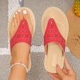thumbnail image 2 of enyan White Platform Sandals Women's Arch Support Yoga Mat Comfortable Summer Beach Walking Thong Cushion Sandals Slip On Indoor Outdoor,Red,Size 10.5, 2 of 6