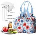 thumbnail image 4 of Pioneer Flower Drawstring Lunch Bag Women - Drawstring Lunch Bag Insulated for Work Office - Stain-Resistant Large Lunchbags for Women with Multi-Pockets, 4 of 6