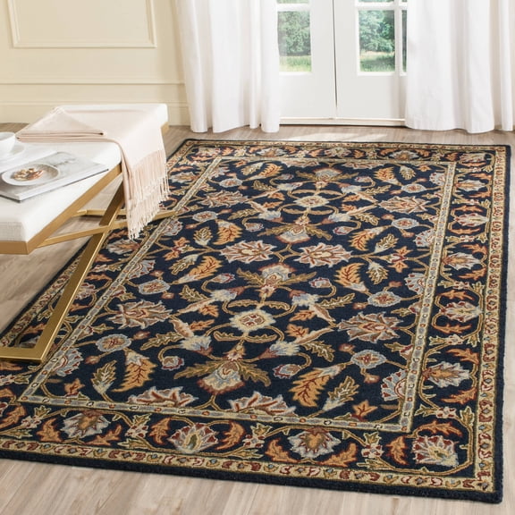 SAFAVIEH Blossom Elton Oriental Wool Area Rug, Navy, 5' x 8'