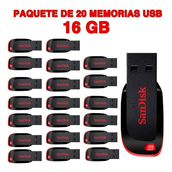 Kit 20 Memorias USB 16GB SANDISK Mayoreo 2.0 SDCZ50-016G-B35 SanDisk SDCZ50-016G-B35
