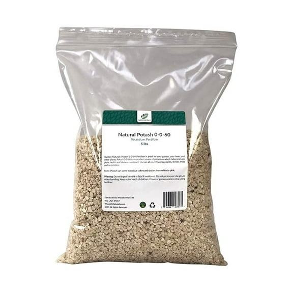 Natural Potash 0-0-60 Fertilizer - 25 lb Bag - Potassium Source for Garden, Lawn, Trees & Plants - Plant Health & Disease Prevention