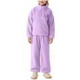 thumbnail image 3 of WRKEKC Toddler and Kids Winter Outfits 2-Piece Cozy Warm Plush Fleece Solid Color Long-Sleeve Half-Zip Top and Cuffed Elastic-Waist Jogger Pants Casual Wear Set 0 to 6 Years, 3 of 9