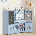 thumbnail image 2 of TLSUNNY Kids Corner Play Kitchen Set, w/ Realistic Light and Sound, Chalk Board, Sink & Washing Machine, Ice Maker, Gift for Toddlers, 2 of 10