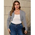 thumbnail image 4 of Yesfashion Women's Long Sleeve Cardigan Knit Sweaters Cropped Open Front Short Curved Cardigan, 4 of 6