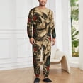 thumbnail image 2 of Skull Flowers Illustration Men's Pajama Set Sleepwear Pjs Lightweight Long Sleeve Crewneck Shirts and Bottoms Soft Comfy Sleep Sets L, 2 of 5
