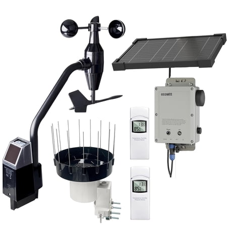 Ecowitt WS6212 Wi-Fi Solar Weather Station with WS6210 Gateway, WS68 4-in-1 Sensor Array, WH40 Rain Gauge and WN31 Sensor