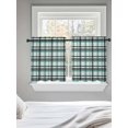 thumbnail image 5 of Teal Black Plaid Tier Curtains 36 Inch Length,Sheer Curtains for Bedroom Living Room Window Farmhouse Teal Black Checkered Rod Pocket Drapes Kitchen Curtains Small Half Window 27.5"x36" 2 Panels, 5 of 6