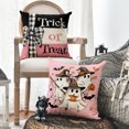 thumbnail image 6 of Sm:)e Pink Trick or Treat Ghost Pumpkin Happy Halloween Pillow Covers 18x18 Inch Set of 2, Cushion Covers for Sofa Home Decor, 6 of 8