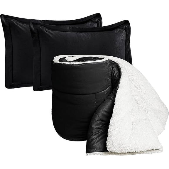 Elegant Comfort Ultra Plush 2-Piece Sherpa Comforter Set, Solid-Color and a Fluffy Sherpa Reverse