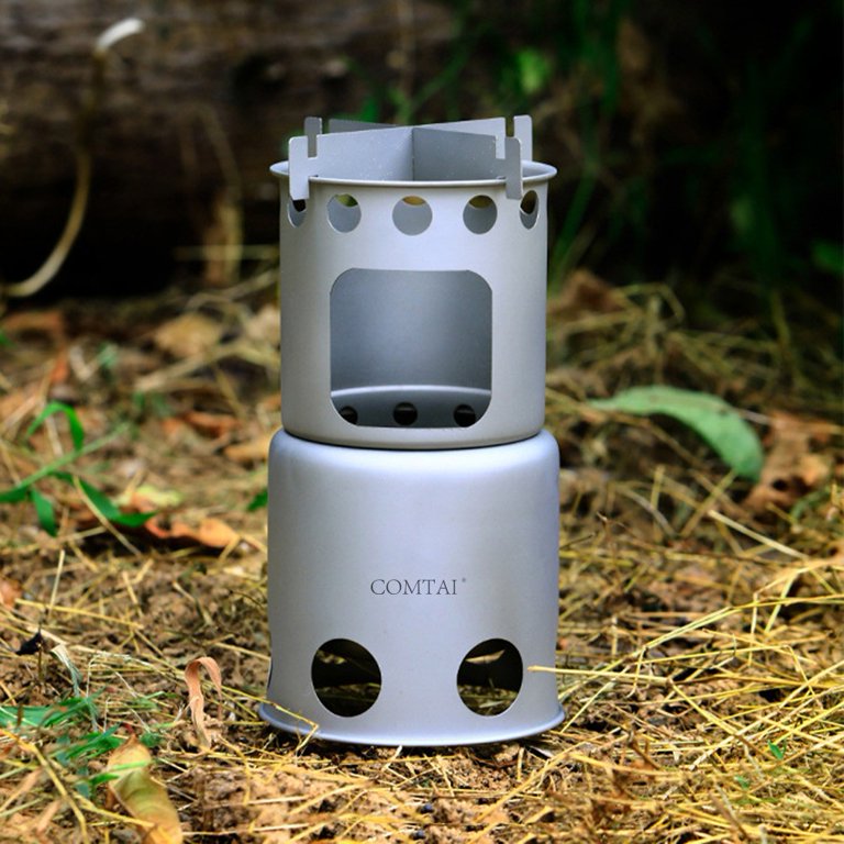 GLFSIL Folding Camping Titanium Wood Stove Wood Burner Cooking Stove with  Mesh Sack - Walmart.com