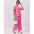 thumbnail image 5 of Pinspark 2 Piece Sets for Women Soft Short Sleeve Tracksuit Wide Leg Pants Lounge Matching Set Travel Summer Outfits, 5 of 6