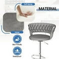thumbnail image 4 of LinkRomat Bar Stools Set of 2 - Adjustable Height Swivel Kitchen Stools with Low Back, Grey Velvet Barstools for Dining Room, Breakfast Bar, 4 of 9