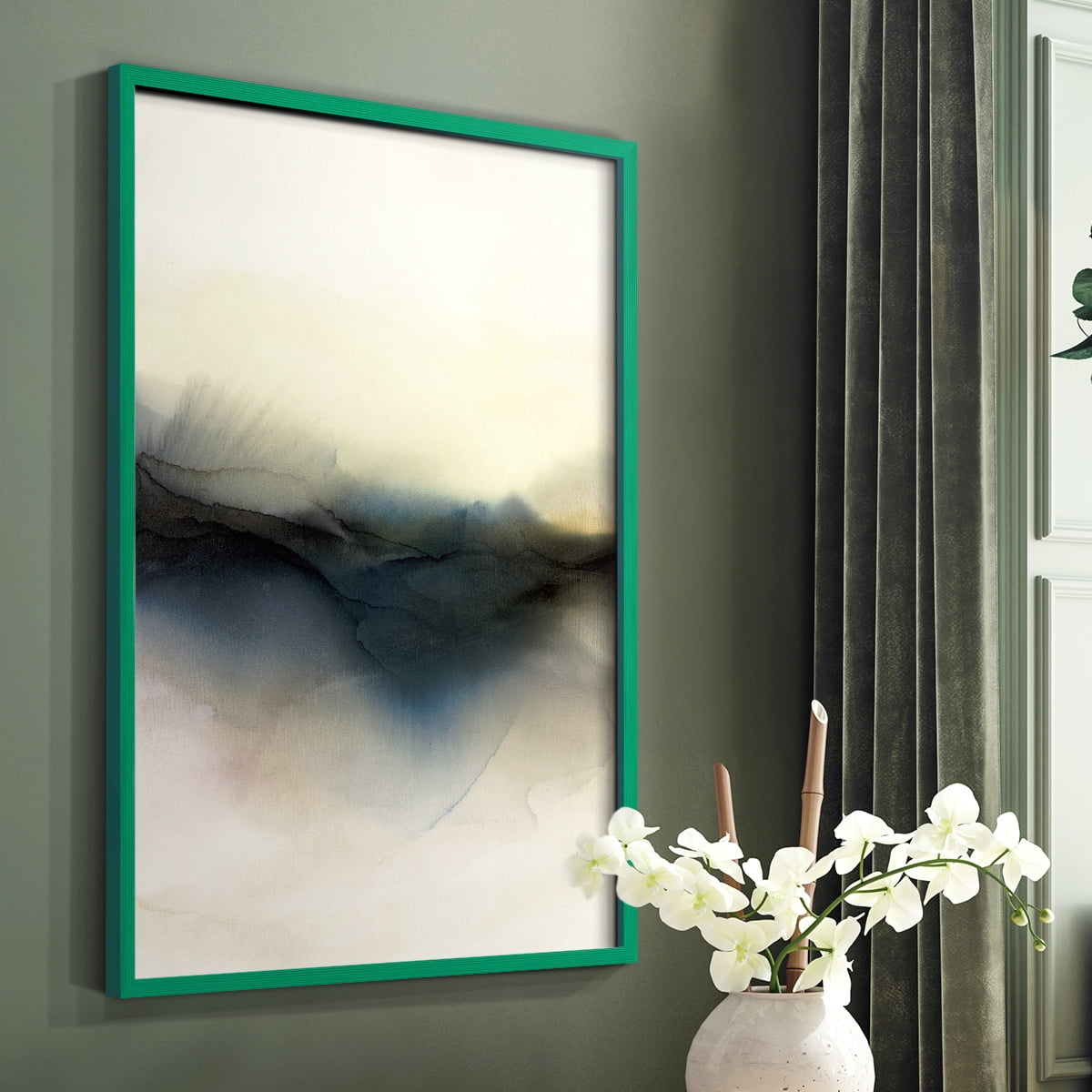 Continuum I Framed Print in Green Solid Wood Framed Print No Nail Hanging