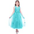 thumbnail image 3 of IDOPIP Little Big Girls Tulle Retro Vintage Dresses Flower Lace Pageant Party Wedding Floor Length Dance Evening Gown 9-10 Years Green, 3 of 7