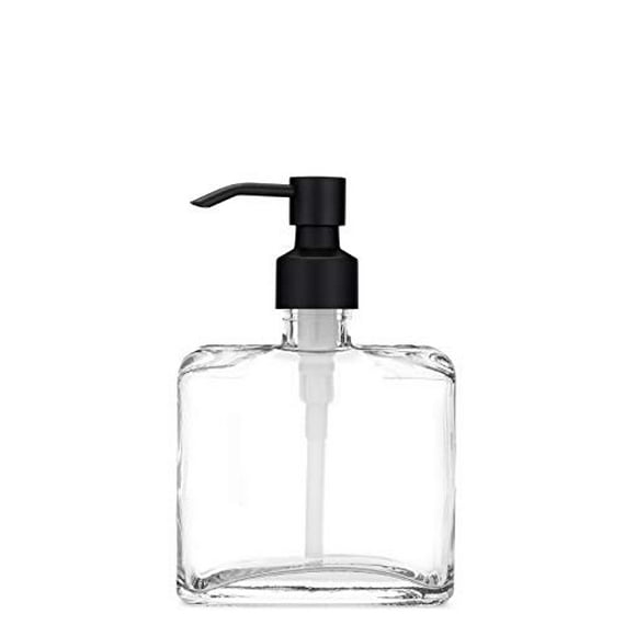 Rail19 Distributeur de Savon en Verre Recyclé Carré Urbain avec Pompe en Métal, 8.5oz (Cali Noir)