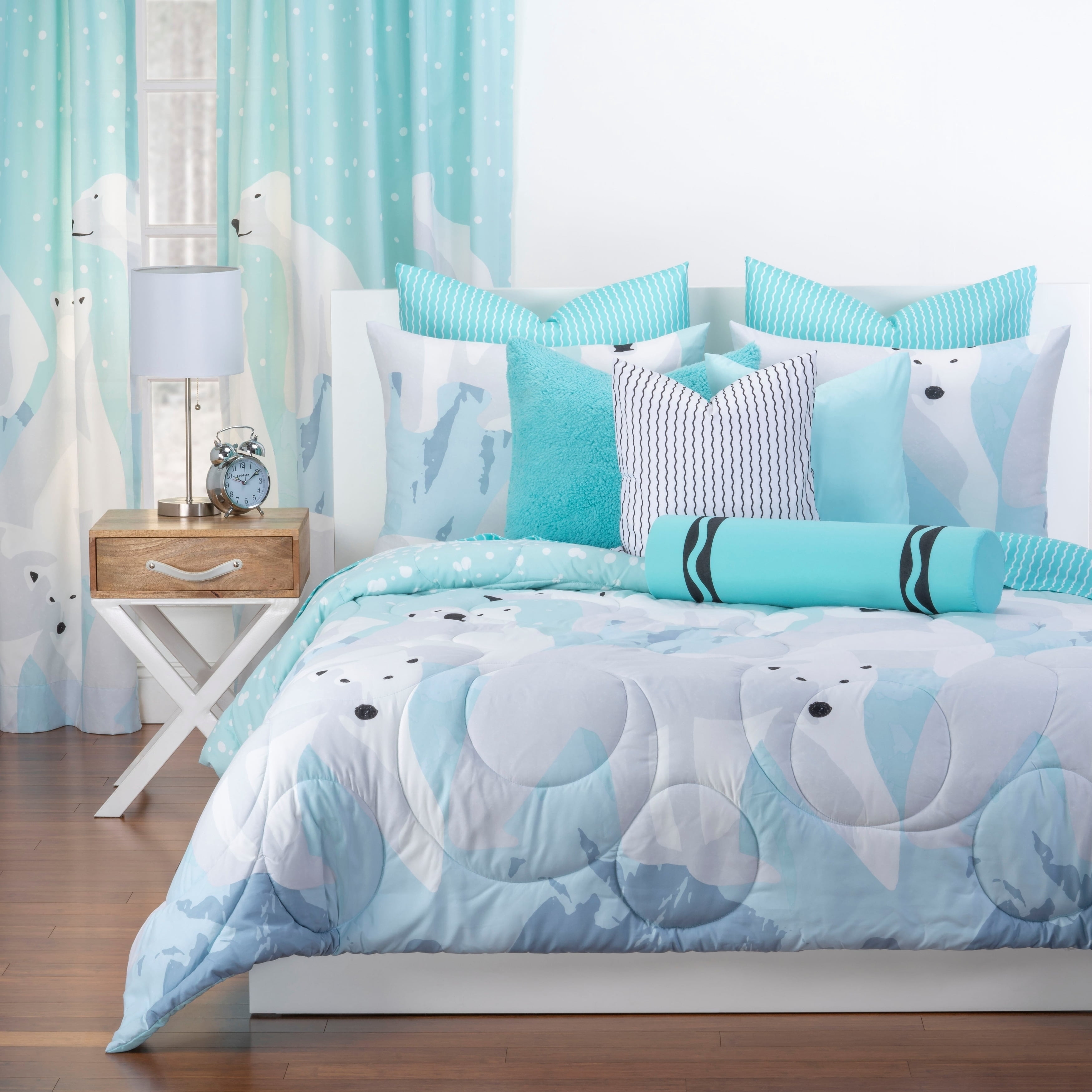 Crayola  White Bear Reversible Comforter Set in Blue Twin 2 Piece