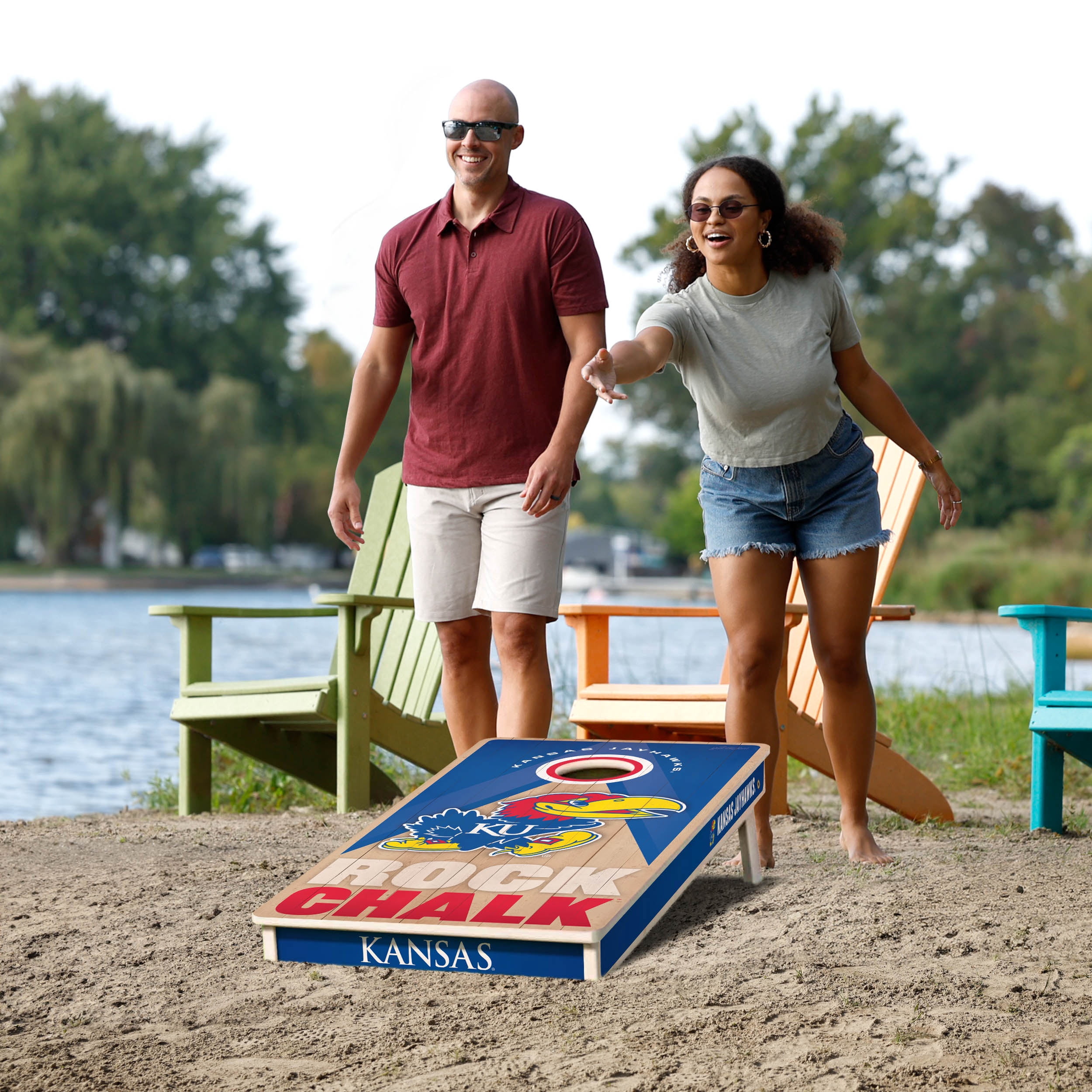 YouTheFan NCAA Kansas Jayhawks 2X4 Slogan Series Cornhole NO BAGS