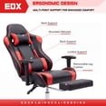 thumbnail image 6 of edx Ergonomic Video Gaming Chair High Back Office Chair with Lumbar Support and Adjustable Armrests Footrest Swivel Racing Chair, Black Red, 6 of 9