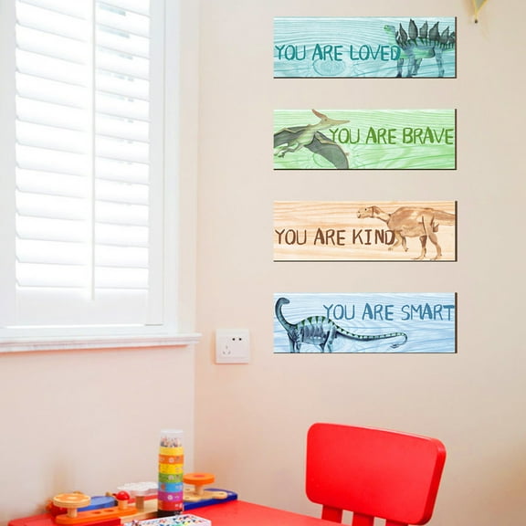 4 Sheets Dinosaur Wall poleers for Kids' Bedroom Decor