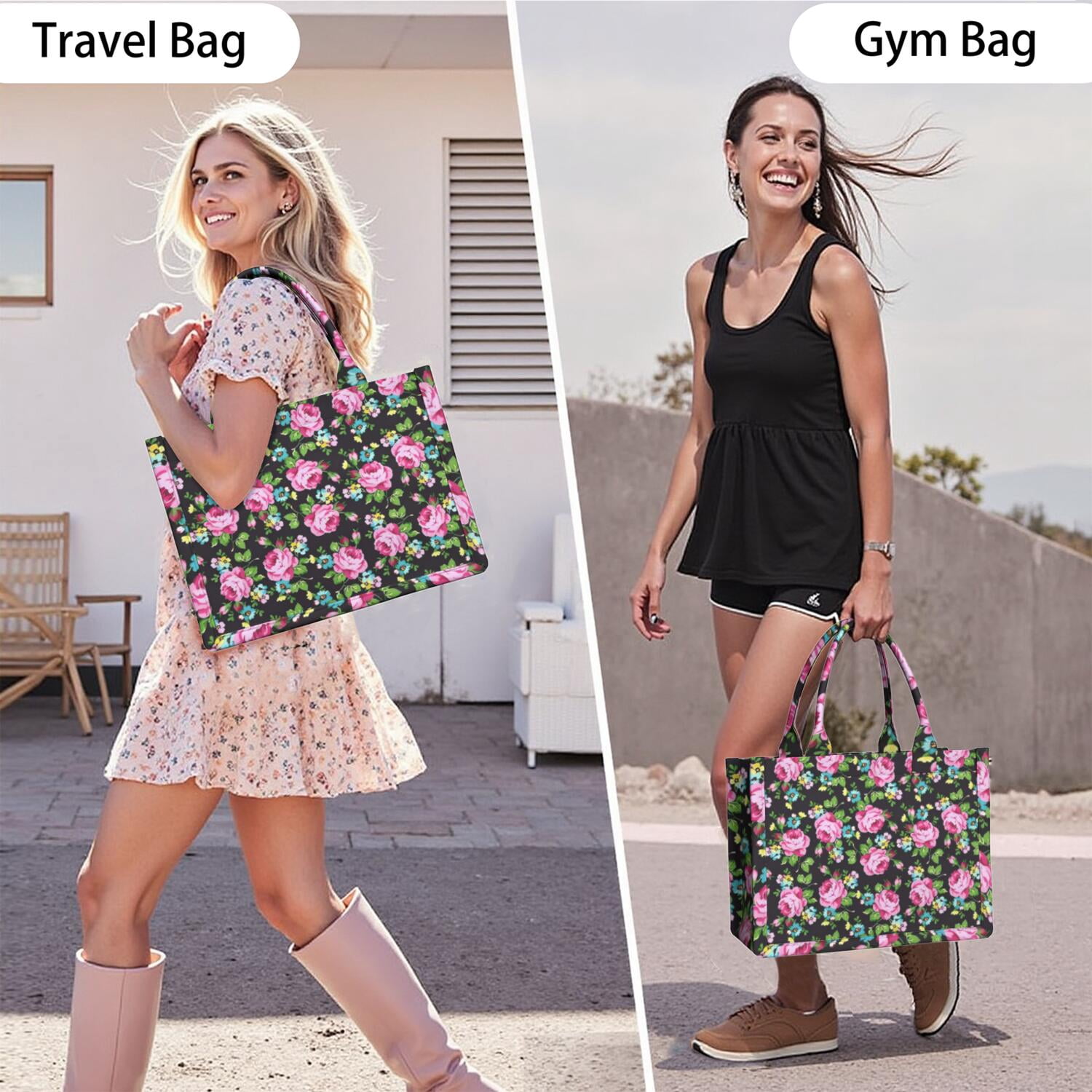 Large Capacity Tote Bag,Pioneer Flower Floral Print Pattern Handbag Fashion Luxury Tote Bag,15.7"x13"x 5.1" Inches,Laptop Compatible