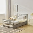 thumbnail image 4 of Ktaxon Wood Bed Frame with Trundle, Twin Bed with Headboard, Gray, 4 of 8