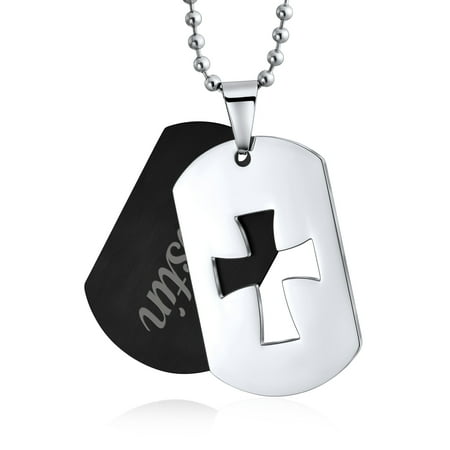 Religious Engravable Mens Large Cross Dog Tag Pendant Necklace For Men Silver Tone Black Stainless Steel Canada - Big Dog Tag Pendant Necklace Religious Engravable Mens Large Cross Dog Tag Pendant Necklace For Men Silver Tone Black Stainless Steel Canada - Big Dog Tag Pendant Necklace