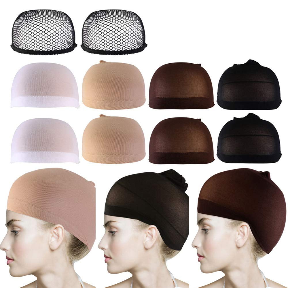 PIXNOR 10pcs Wig Caps Neutral Nude White Brown and Black ...