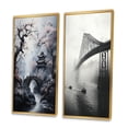 thumbnail image 3 of Designart "Ashen Japanese Overpass Amidst Mist" Bridges Framed Wall Art Set Of 2 - Grey Architecture Framed Wall Art Set Of 2, 3 of 6