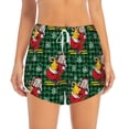 thumbnail image 4 of Lsque Vintage Santa Skiing Green Plaid Printed Women's Running Shorts with Liner Pockets,Elastic Quick Dry Workout Athletic Gym Yoga Shorts,Womens High Waist Shorts-Medium, 4 of 9