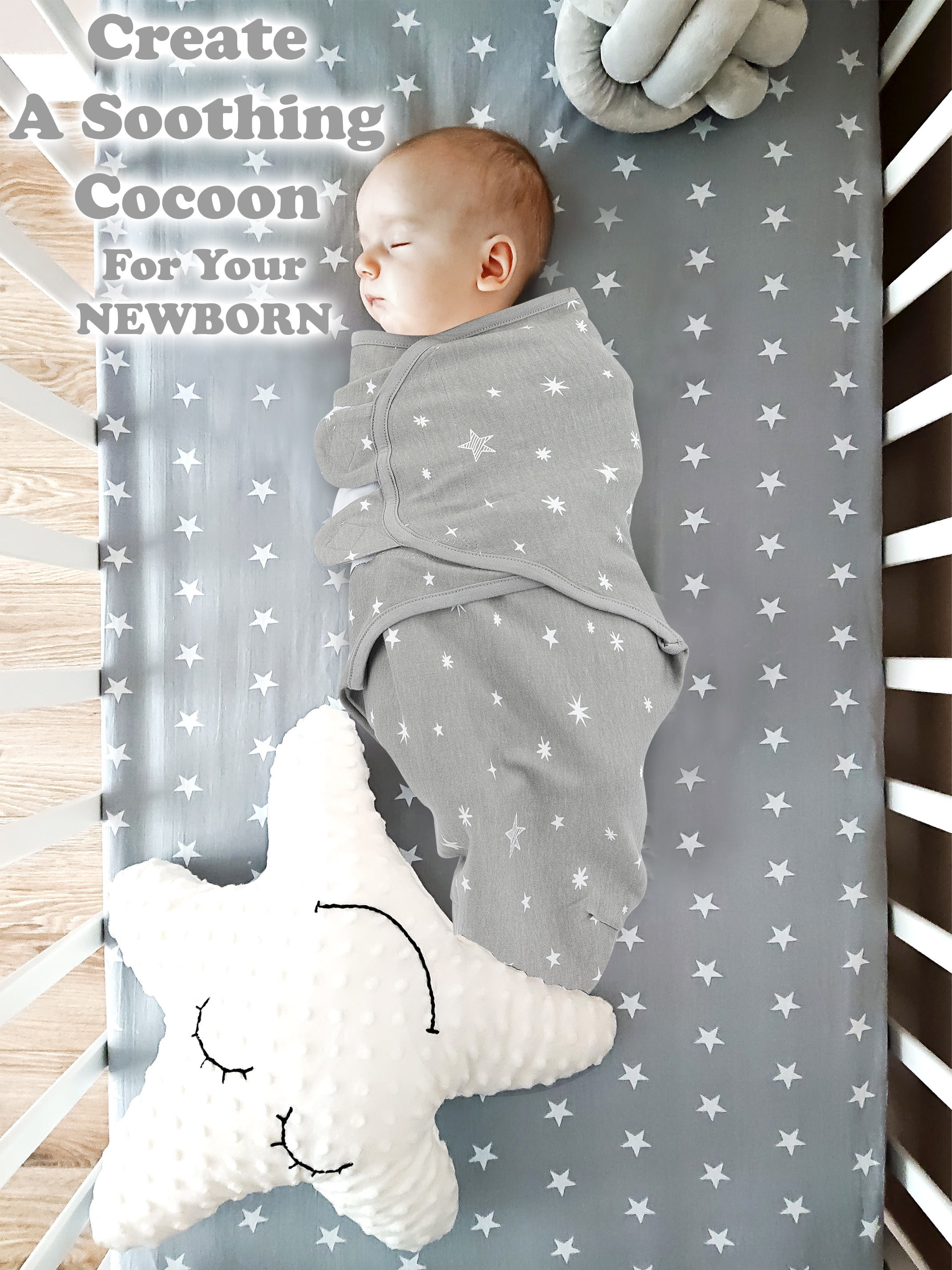 Baby Swaddle Blankets Wraps for Newborn Boy and Girl, 0-3 Months,  Small/medium, Aqua/Grey 