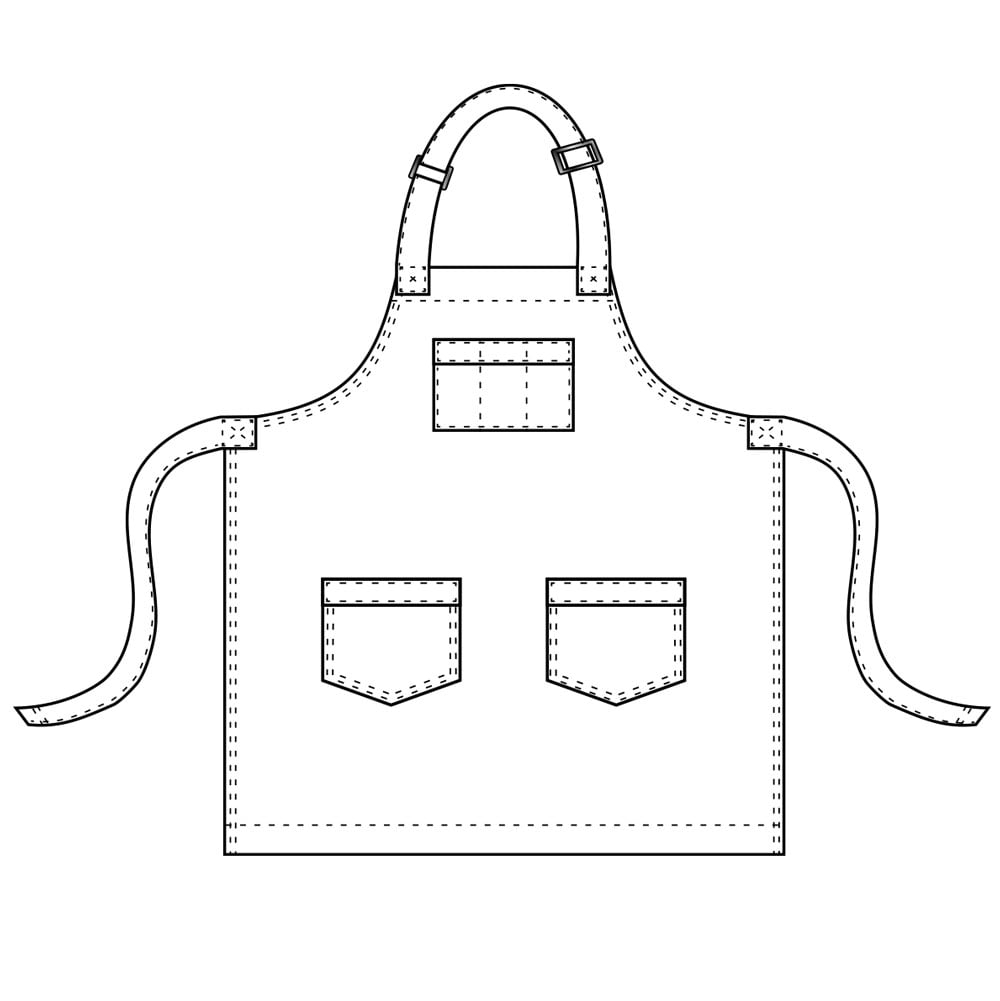 Chef Code Denim 3-Pocket Bib Apron with Adjustable Neck Strap, 34" Long