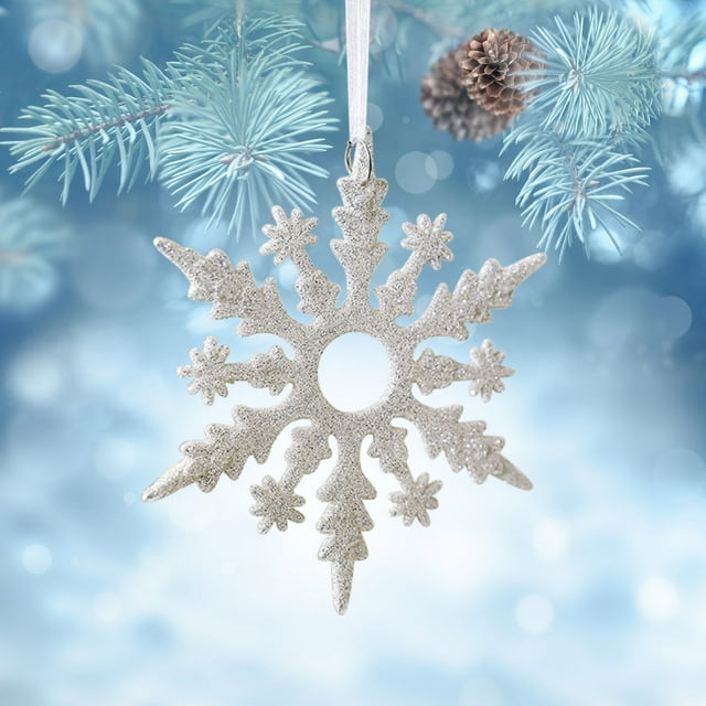 Xihbxyly Colgante Navideño Brillante, Adorno de Plástico Blanco, Ligero, para Árbol y Ventana, Ideal para Una Atmósfera Festiva, Fácil de Colgar, 14,9 X 12,9 X 3 Cm.