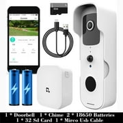 Video Doorbell Camera, 1080P Wireless WiFi Doorbell Camera With Chime, Two Way Talk,Night Vision, Cloud Storage, Battery, HD Smart Security Doorbell Camera Ring for iOS & Android Phone(Just for 2.4G)
