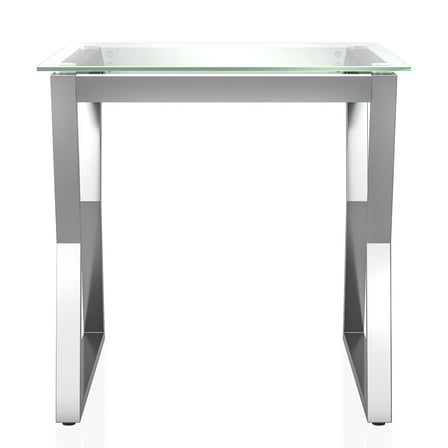 Kiloran Glass Top Square End Table, Chrome