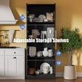 thumbnail image 5 of 71" Tall Kitchen Pantry Storage Cabinet, Pantry Cabinet with 4 Doors, Freestanding Larder Cupboard, Kitchen Hutch with Gold Handles for Dining Room, Bathroom, Black, 5 of 8