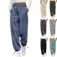 thumbnail image 2 of Pantalones deportivos de pierna ancha con cordón informal para mujer de estilo europeo y americano de otoño Pantalones de pierna ancha para mujer, 2 of 5