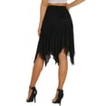 thumbnail image 3 of INSPIRE CHIC Women's Asymmetrical High Waisted Ruched Flowy Mesh Midi Skirts XS Black, 3 of 6