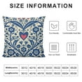 thumbnail image 5 of Nawypu  Floral Throw Pillow Cover Vintage Style Flower Heart Bird Navy Blue White Square Pillow Case Cushion Cover for Home Car Decorative, 5 of 5