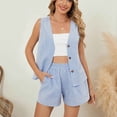 thumbnail image 2 of Women’s Summer Casual 2 Piece Short Sets 2026 Button Suit Vest Tops Shorts Dressy Business Work Outfits 2 Piece Sets For Women, 2 of 8