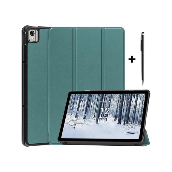 Case for Nokia T21 Case 10.4 Inch 2022, Trifold Slim Smart Stand Cover Hard Shell for Nokia T21 10.4" Tablet 2022 Release with Universal Stylus Pen Dark Green