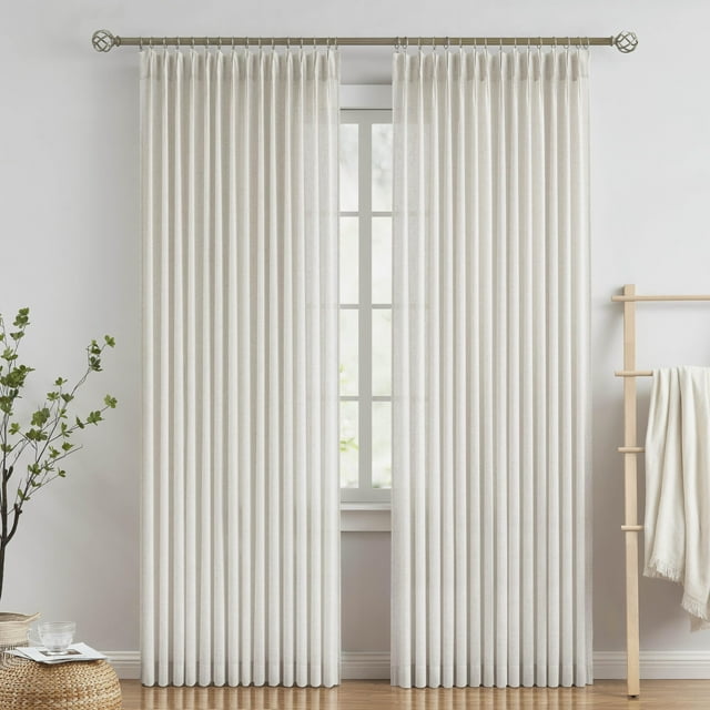 Cortinas Vision Home Natural Pinch de lino plisado, 230 x 229 cm