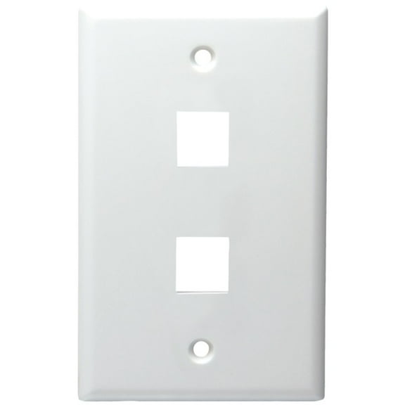 Datacomm Electronics 20-3002-WH 2-Port Standard Size Keystone Wall Plate (White)