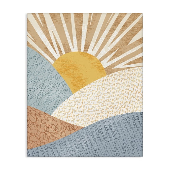 Stupell Industries Contemporary Kids' Bold Sun Sunrise Rolling Hills Abstract Patterns Canvas Art, 30 x 40, by Ziwei Li