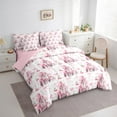 thumbnail image 3 of Erosebridal Princess Castle Bed in a Bag Queen Size,Cute Cherry Heart Bed Set,Pink Bowknot Bedding Queen Size,Super Cozy Room Decoration Reversible,7pcs, 3 of 6