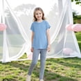 thumbnail image 4 of Abcomgle Girls Tee Shirts 10-12 Crewneck Curve Hem Tshirt Short Sleeve Toddler Girls T-Shirts Summer Soft Cotton Tee Tops Girls,Light Blue,7-8Years, 4 of 5