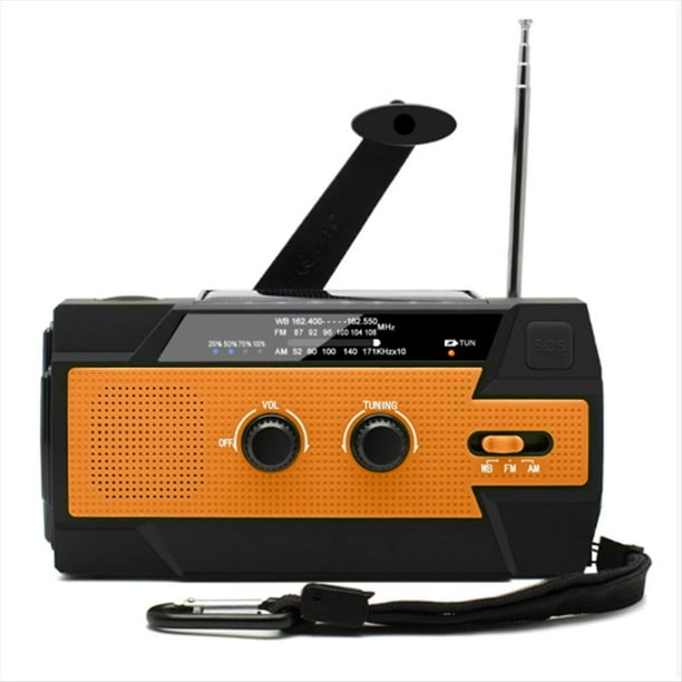 Radio Meteorológica de Emergencia FM/AM, Carga Solar de 4000 MAh, Linterna, Lámpara de Lectura LED, Alarma SOS, Recargable.