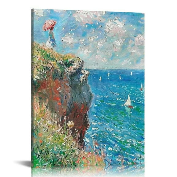 JRXY Vintage Claude Monet Water Lilies Canvas Wall Art Print Poster - Botanical Floral Pictures for Living Room Bedroom Decor 16x20 in