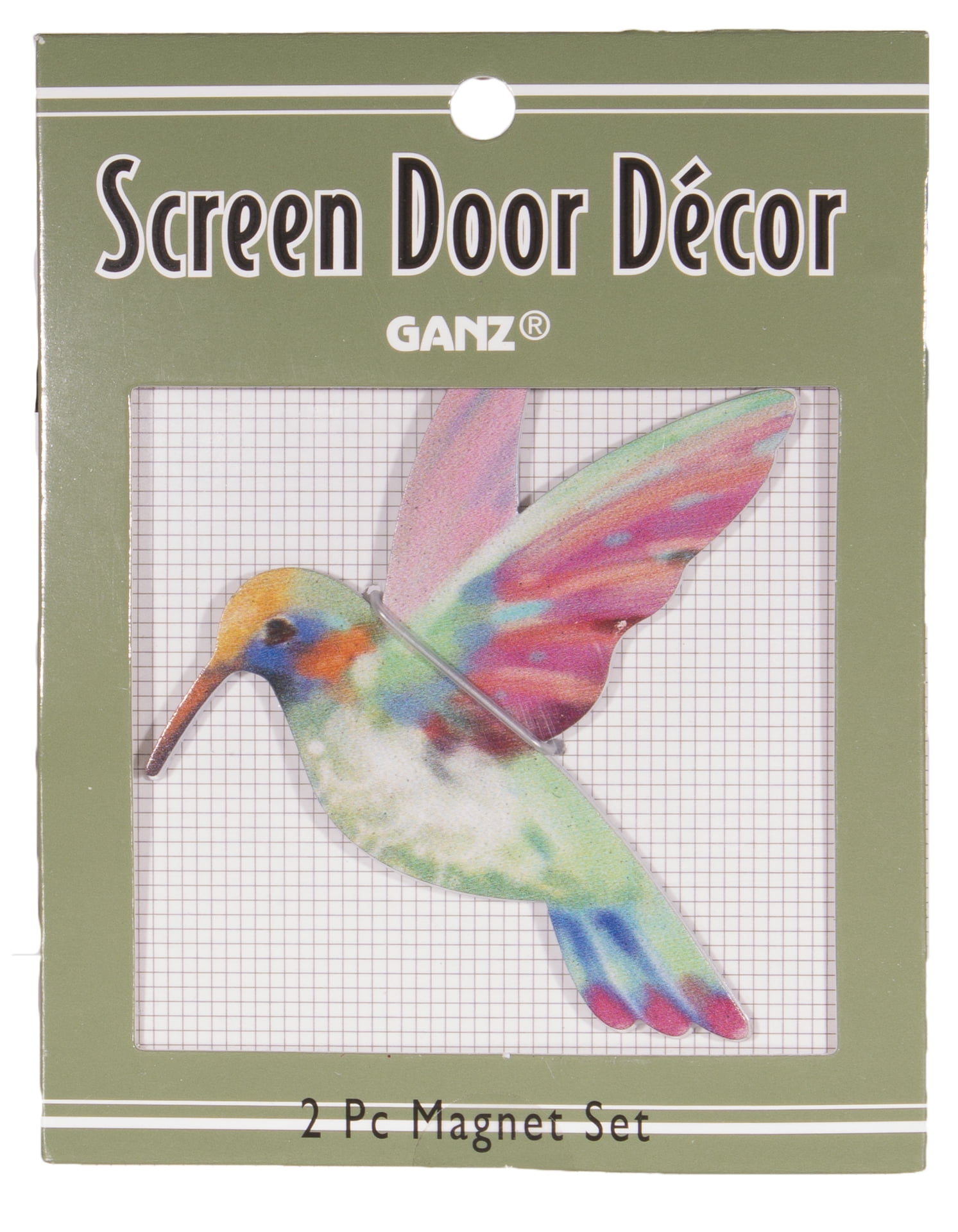 Hummingbird Screen Door Decor Saver 2pc Magnet Set Ganz New colorful Metal 