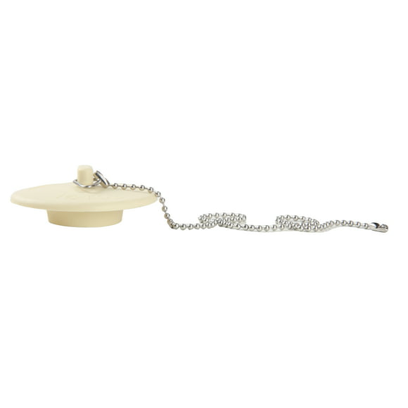 Mainstays Rubber Tub Stopper with Stainless Steel Beaded Chain White Fits 1.5" - 2" Drains
