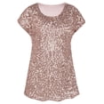 thumbnail image 3 of PrettyGuide Women's Sequin Top Shimmer Glitter Loose Bat Sleeve Party Tunic Tops, Small, 3 of 7